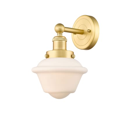 A large image of the Innovations Lighting 616-1W-10-7 Oxford Sconce Satin Gold / Matte White