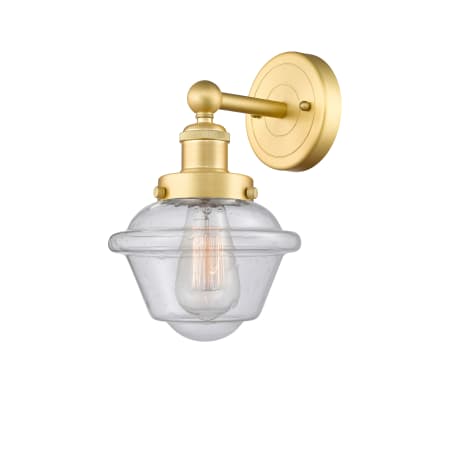 A large image of the Innovations Lighting 616-1W-10-7 Oxford Sconce Satin Gold / Seedy