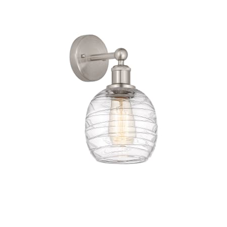 A large image of the Innovations Lighting 616-1W-12-6 Belfast Sconce Brushed Satin Nickel / Deco Swirl