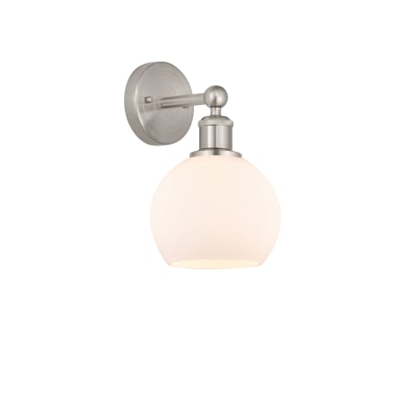 A large image of the Innovations Lighting 616-1W-11-6 Athens Sconce Brushed Satin Nickel / Matte White