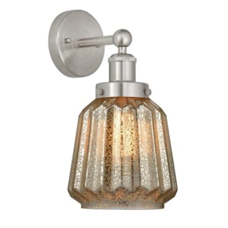 A large image of the Innovations Lighting 616-1W-10-7 Chatham Sconce Brushed Satin Nickel / Mercury