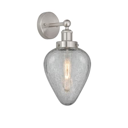 A large image of the Innovations Lighting 616-1W-12-6 Geneseo Sconce Brushed Satin Nickel / Clear Crackle
