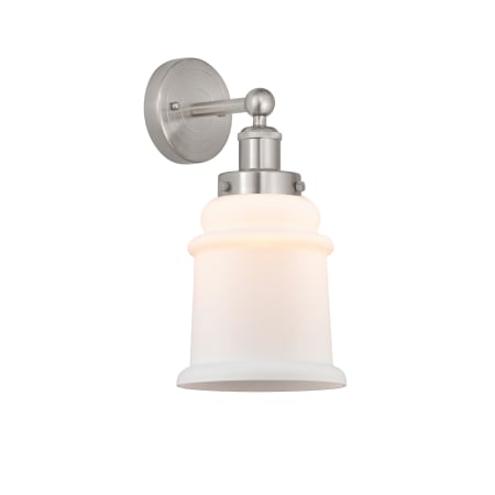 A large image of the Innovations Lighting 616-1W-13-6 Canton Sconce Brushed Satin Nickel / Matte White