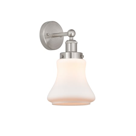 A large image of the Innovations Lighting 616-1W-10-7 Bellmont Sconce Brushed Satin Nickel / Matte White