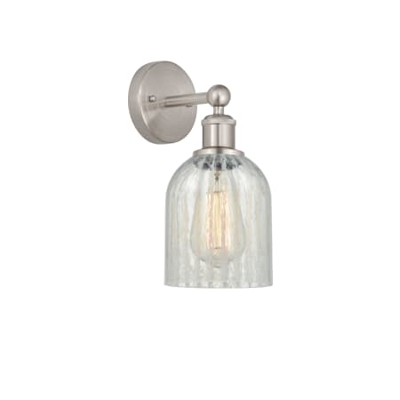 A large image of the Innovations Lighting 616-1W-12-5 Caledonia Sconce Brushed Satin Nickel / Mouchette