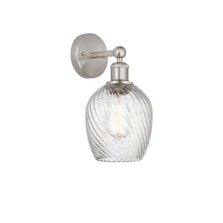 A large image of the Innovations Lighting 616-1W-12-5 Salina Sconce Brushed Satin Nickel / Clear Spiral Fluted