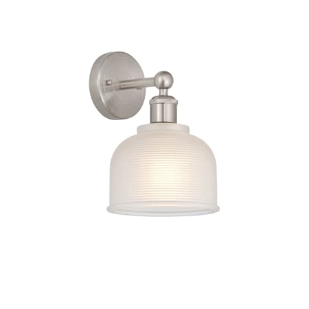 A large image of the Innovations Lighting 616-1W-11-6 Dayton Sconce Brushed Satin Nickel / White