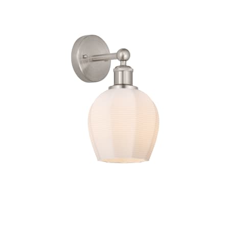 A large image of the Innovations Lighting 616-1W-11-6 Norfolk Sconce Brushed Satin Nickel / Matte White