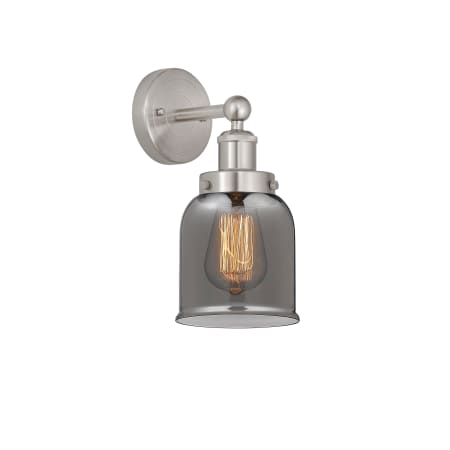 A large image of the Innovations Lighting 616-1W-10-7 Bell Sconce Brushed Satin Nickel / Plated Smoke