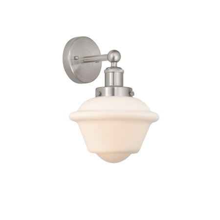 A large image of the Innovations Lighting 616-1W-10-7 Oxford Sconce Brushed Satin Nickel / Matte White