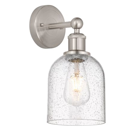 A large image of the Innovations Lighting 616-1W 12 6 Bella Sconce Brushed Satin Nickel / Seedy