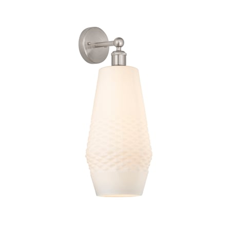 A large image of the Innovations Lighting 616-1W-19-7 Windham Sconce Brushed Satin Nickel / White