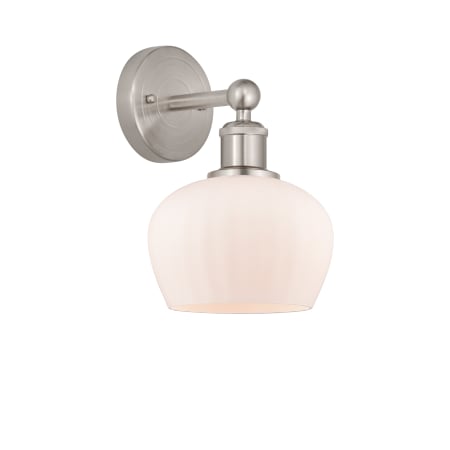 A large image of the Innovations Lighting 616-1W-10-7 Fenton Sconce Brushed Satin Nickel / Matte White