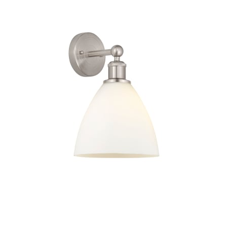 A large image of the Innovations Lighting 616-1W-12-8 Bristol Sconce Brushed Satin Nickel / Matte White