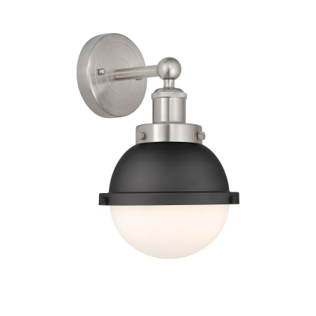 A large image of the Innovations Lighting 616-1W-12-7 Hampden Sconce Brushed Satin Nickel / Matte White