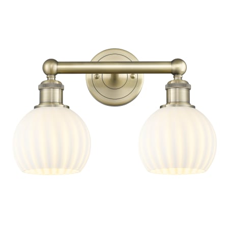 A large image of the Innovations Lighting 616-2W 10 15 White Venetian Vanity Antique Brass