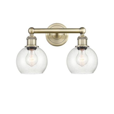 A large image of the Innovations Lighting 616-2W-11-15 Athens Vanity Antique Brass / Seedy