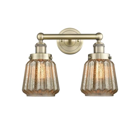 A large image of the Innovations Lighting 616-2W-10-16 Chatham Vanity Antique Brass / Mercury