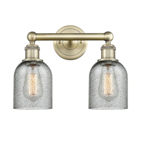 A large image of the Innovations Lighting 616-2W-12-14 Caledonia Vanity Antique Brass / Charcoal