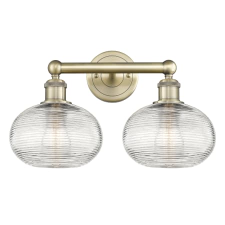 A large image of the Innovations Lighting 616-2W 11 17 Ithaca Vanity Antique Brass