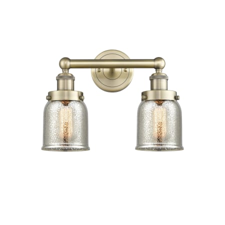 A large image of the Innovations Lighting 616-2W-10-16 Bell Vanity Antique Brass / Silver Plated Mercury