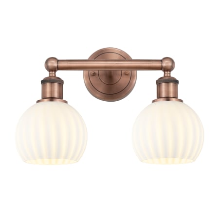 A large image of the Innovations Lighting 616-2W 10 15 White Venetian Vanity Antique Copper