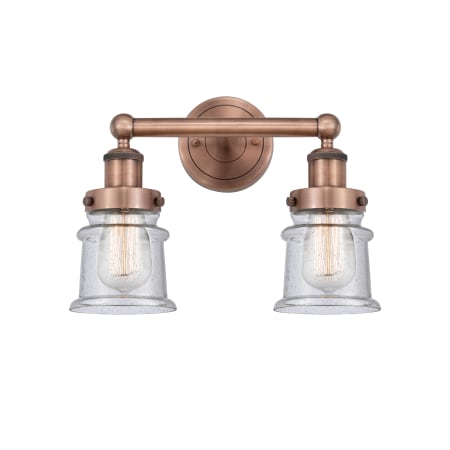 A large image of the Innovations Lighting 616-2W-11-14 Canton Vanity Antique Copper / Seedy