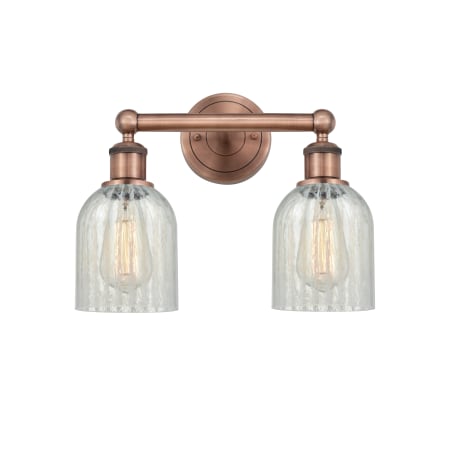 A large image of the Innovations Lighting 616-2W-12-14 Caledonia Vanity Antique Copper / Mouchette