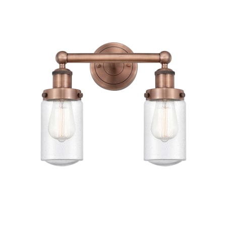 A large image of the Innovations Lighting 616-2W-10-16 Dover Vanity Antique Copper / Seedy