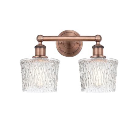 A large image of the Innovations Lighting 616-2W-11-16 Niagra Vanity Antique Copper / Clear