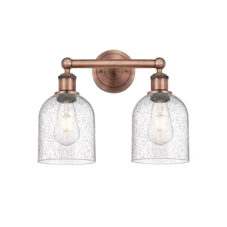 A large image of the Innovations Lighting 616-2W 12 15 Bella Vanity Antique Copper / Seedy