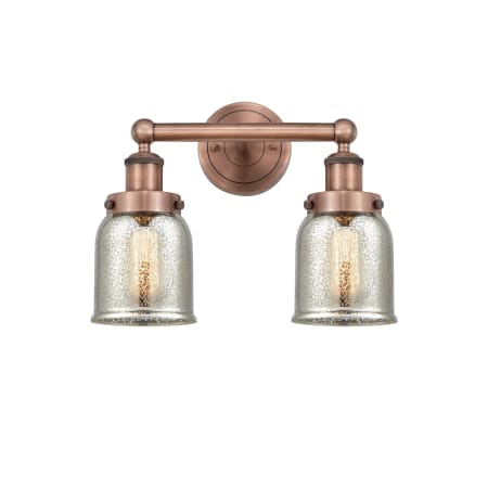 A large image of the Innovations Lighting 616-2W-10-16 Bell Vanity Antique Copper / Silver Plated Mercury