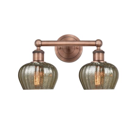 A large image of the Innovations Lighting 616-2W-10-16 Fenton Vanity Antique Copper / Mercury