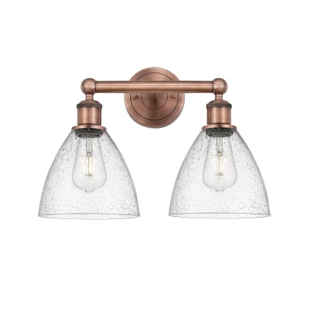 A large image of the Innovations Lighting 616-2W-12-17 Bristol Vanity Antique Copper / Seedy