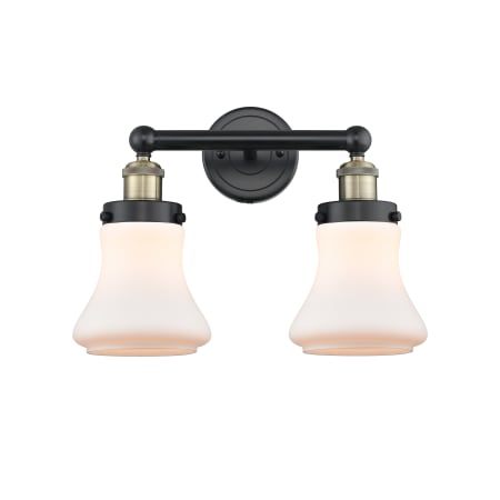 A large image of the Innovations Lighting 616-2W-10-16 Bellmont Vanity Black Antique Brass / Matte White