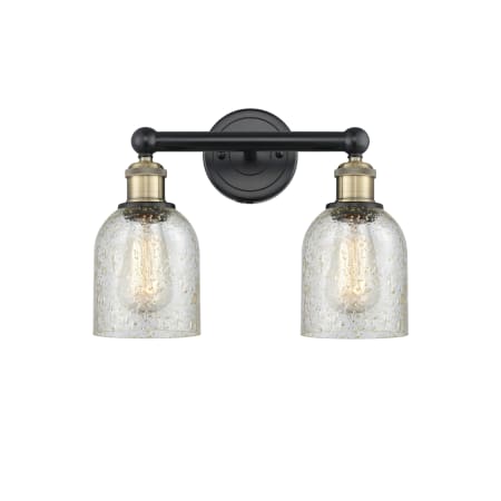 A large image of the Innovations Lighting 616-2W-12-14 Caledonia Vanity Black Antique Brass / Mica