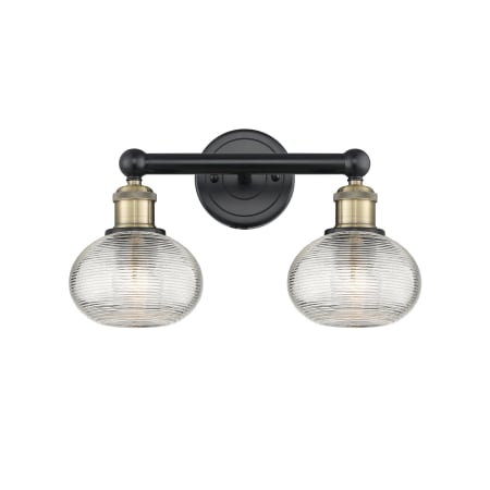 A large image of the Innovations Lighting 616-2W 9 15 Ithaca Vanity Black Antique Brass