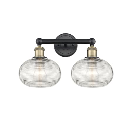 A large image of the Innovations Lighting 616-2W 11 17 Ithaca Vanity Black Antique Brass