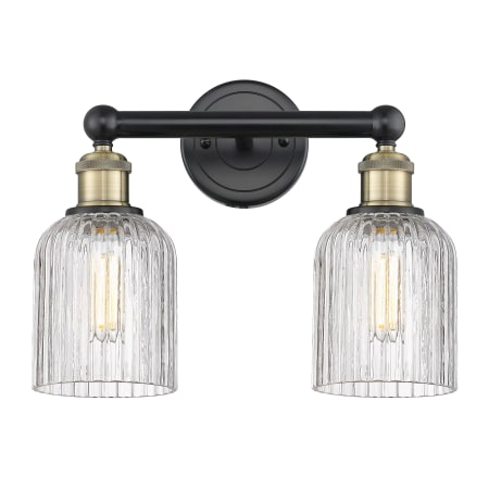 A large image of the Innovations Lighting 616-2W 11 14 Bridal Veil Vanity Black Antique Brass