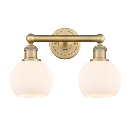 A large image of the Innovations Lighting 616-2W-11-15 Athens Vanity Brushed Brass / Matte White