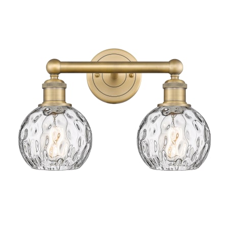 A large image of the Innovations Lighting 616-2W-11-15 Athens Vanity Brushed Brass / Clear Water Glass