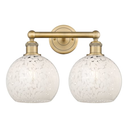 A large image of the Innovations Lighting 616-2W 12 17 White Mouchette Vanity Brushed Brass