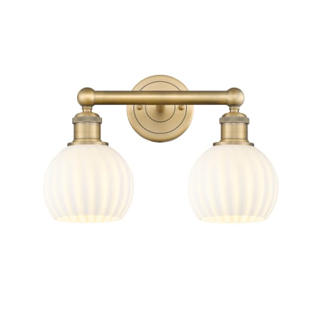 A large image of the Innovations Lighting 616-2W 10 15 White Venetian Vanity Brushed Brass