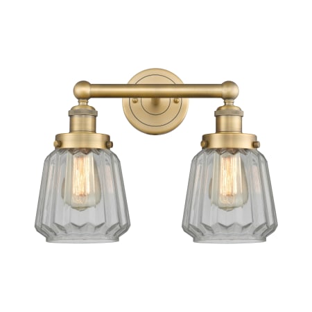 A large image of the Innovations Lighting 616-2W-10-16 Chatham Vanity Brushed Brass / Clear