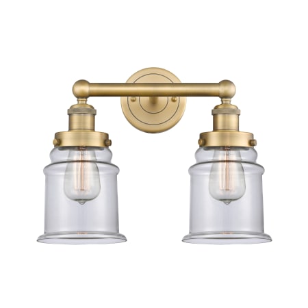 A large image of the Innovations Lighting 616-2W-13-15 Canton Vanity Brushed Brass / Clear