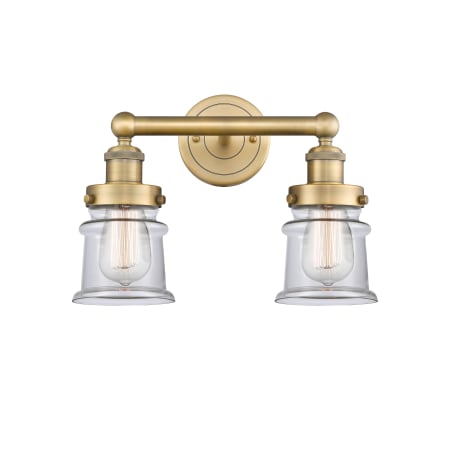 A large image of the Innovations Lighting 616-2W-11-14 Canton Vanity Brushed Brass / Clear