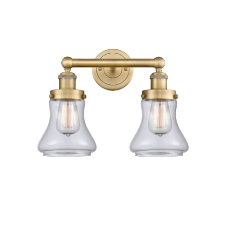 A large image of the Innovations Lighting 616-2W-10-16 Bellmont Vanity Brushed Brass / Clear