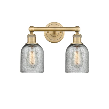 A large image of the Innovations Lighting 616-2W-12-14 Caledonia Vanity Brushed Brass / Charcoal