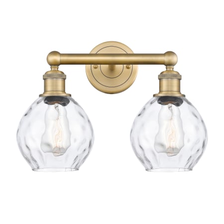 A large image of the Innovations Lighting 616-2W-11-15 Waverly Vanity Brushed Brass / Clear