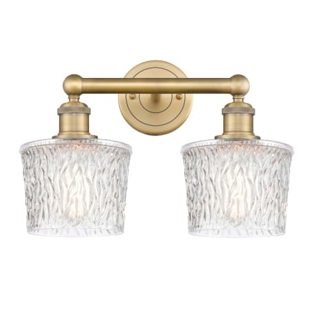 A large image of the Innovations Lighting 616-2W-11-16 Niagra Vanity Brushed Brass / Clear